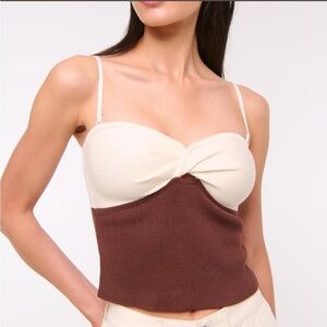 Abercrombie & Fitch Cream and Brown Women's Top